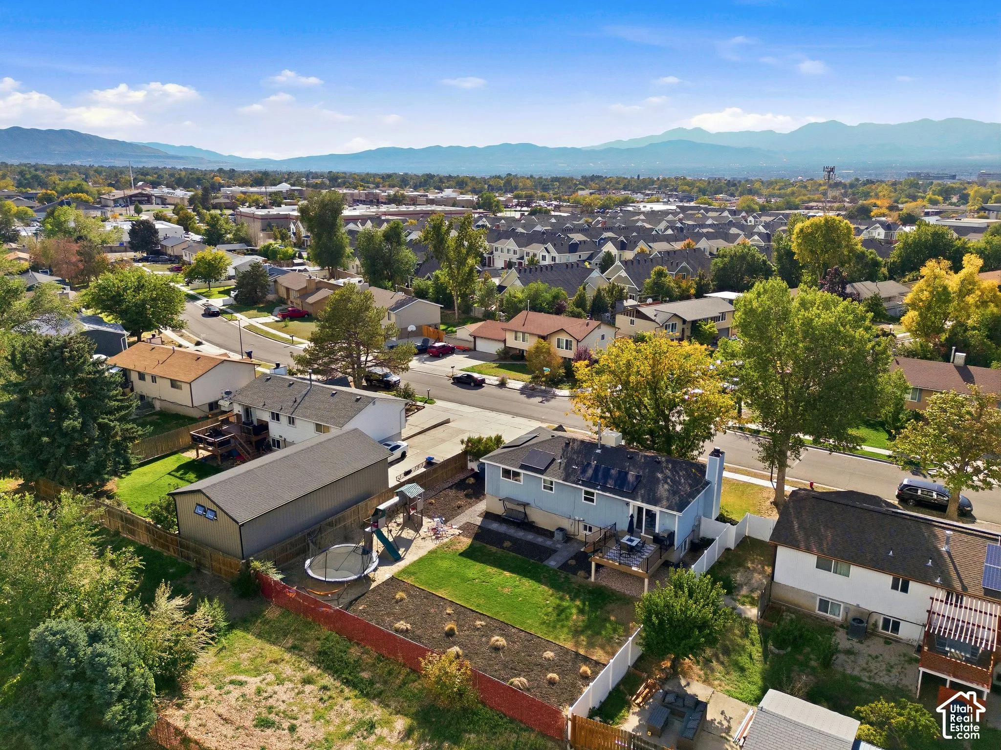Expansive residential area with mountain backdrop
