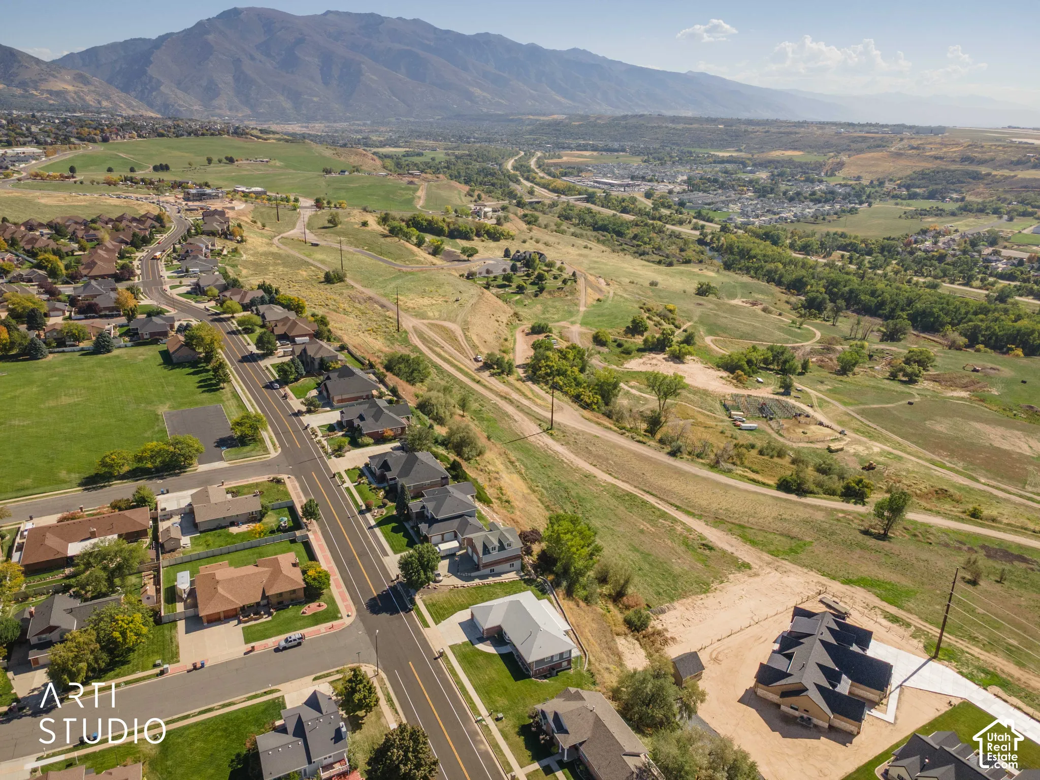 Expansive residential development with mountain backdrop