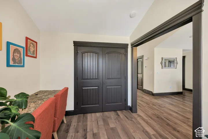 Wood-finish flooring throughout