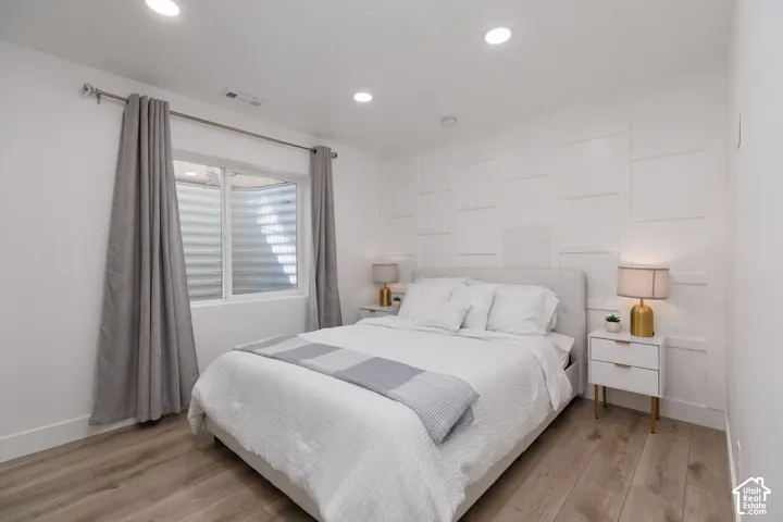 Accent wall with geometric paneling