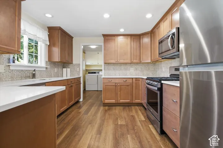 Wood-finish flooring with recessed lighting