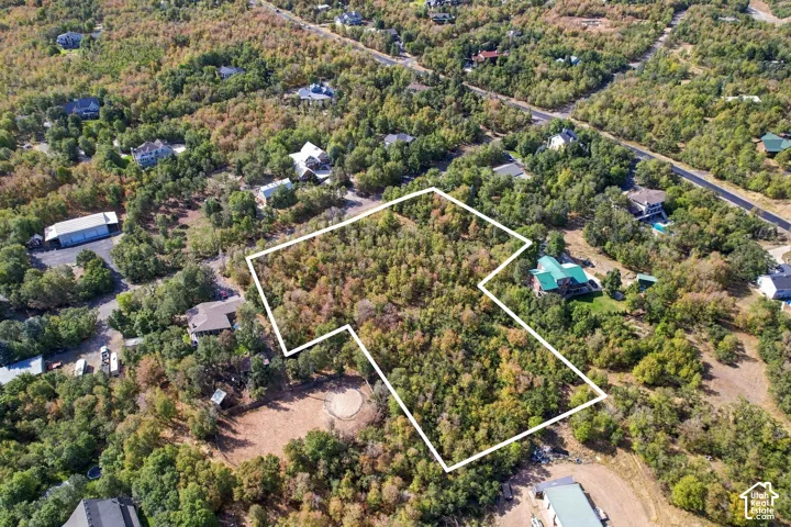 Wooded lot with surrounding residences and established roads