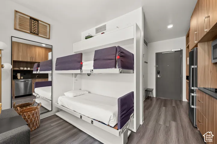 Wood-finish flooring throughout