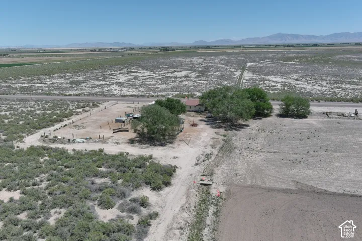 Expansive land parcel featuring a main residence, mature trees, and a road frontage