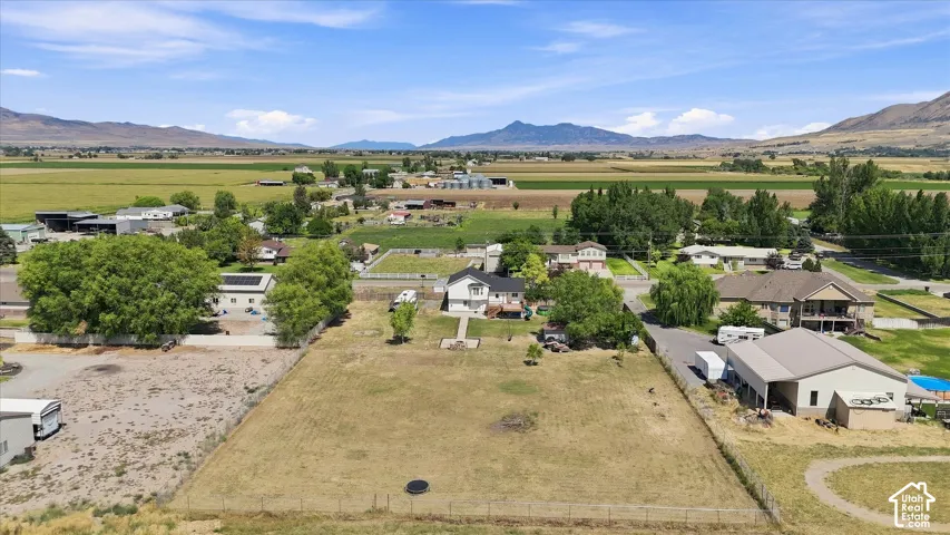 Expansive flat lot with mature perimeter trees, offering open land and mountain scenery