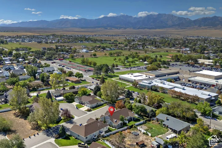 Mountain backdrop and suburban setting