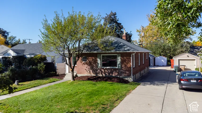 Brick exterior with a gabled roof