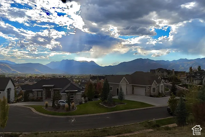 Mountain backdrop with expansive sky