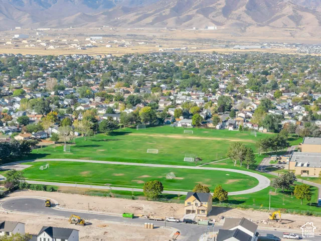 Expansive surrounding landscape with mountainous terrain