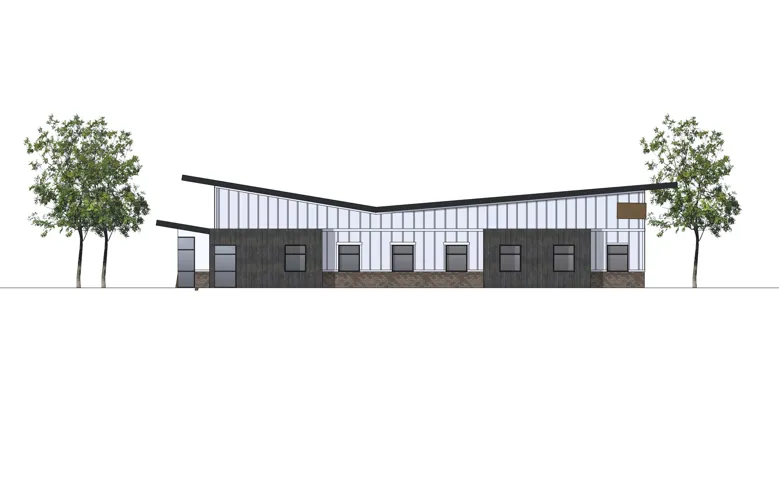 Architectural Rendering, Elevation View. Illustrating the exterior facade of the property