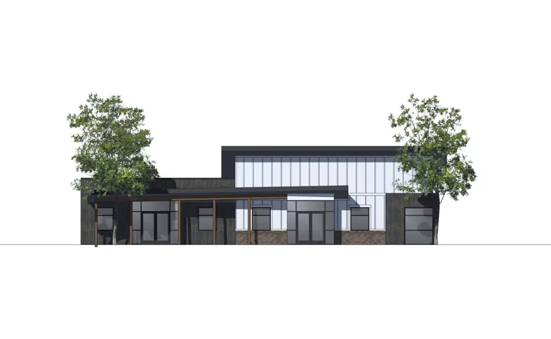 Architectural Rendering. Front elevation of the property's design