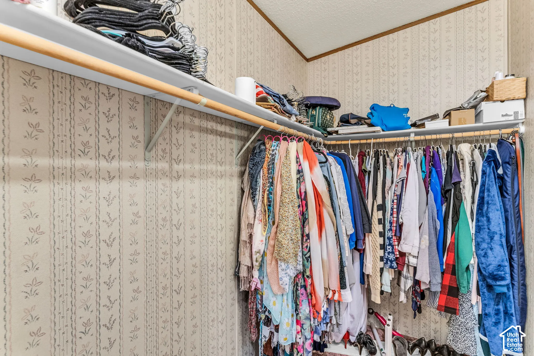 Built-in closet shelving and hanging rods