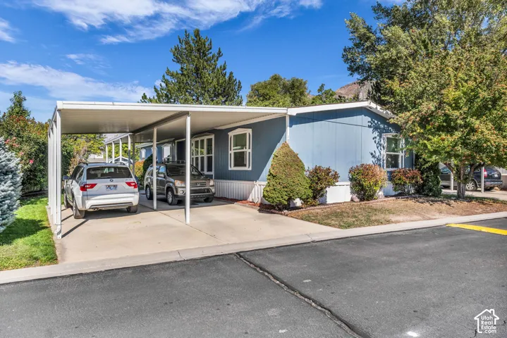 Expansive two-car carport over a concrete pad