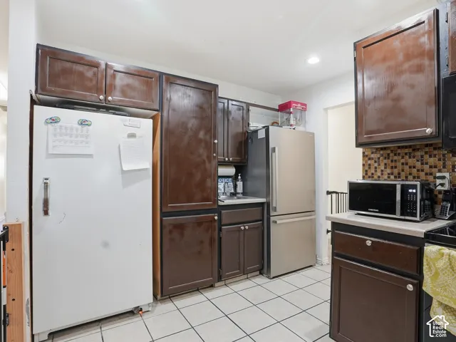 White square floor tiles