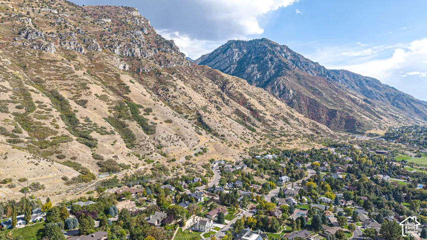 Expansive mountain landscape with a residential community