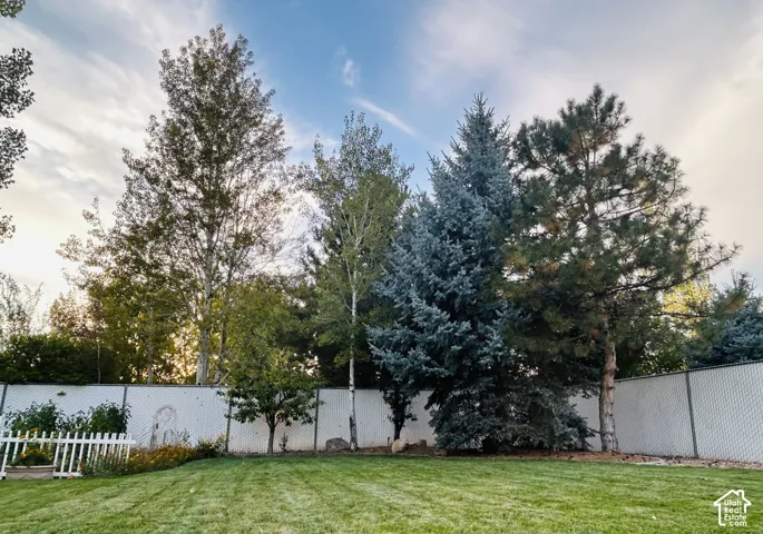 Mature aspens, blue spruce and pines line the privacy-fenced backyard for a secluded,park-like setting.