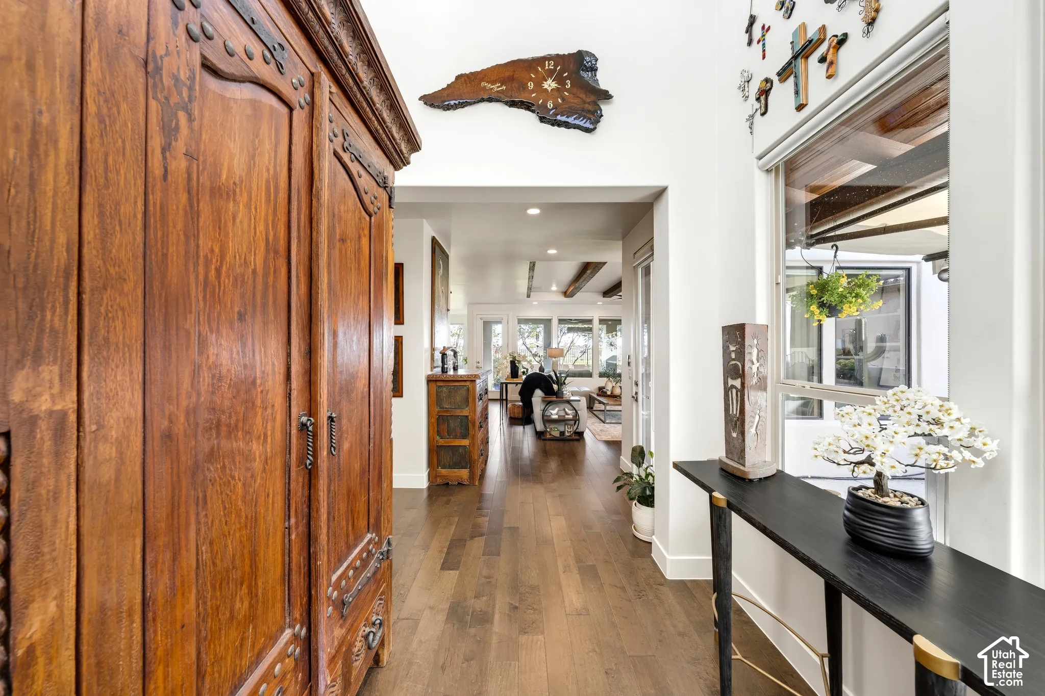 Wood-finish flooring throughout