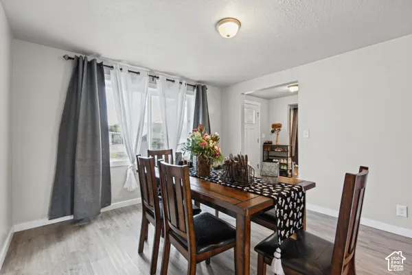 Wood-finish flooring with white trim