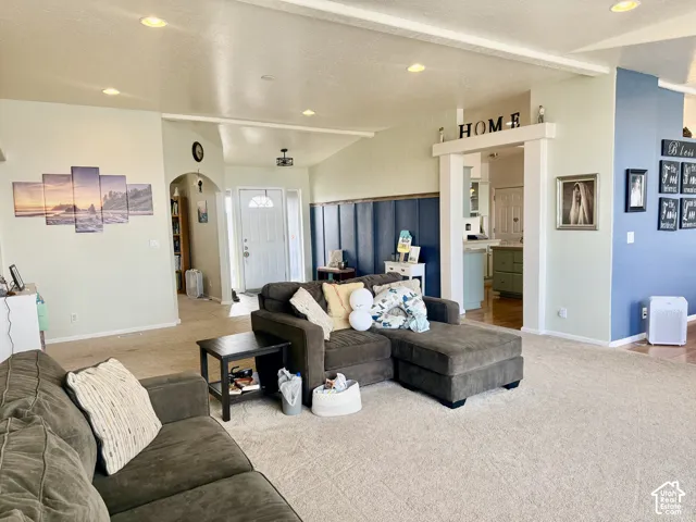 Vaulted ceilings with recessed lighting