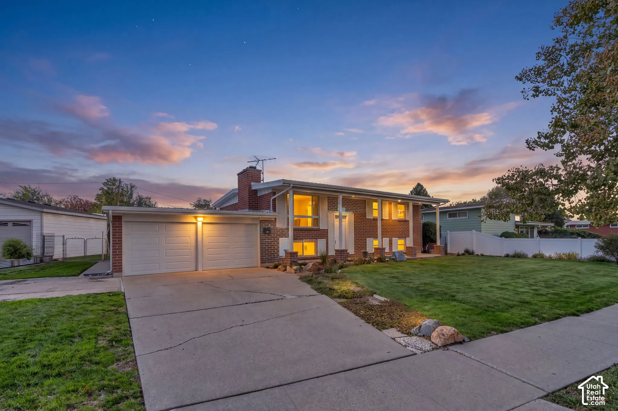 Brick exterior with white trim