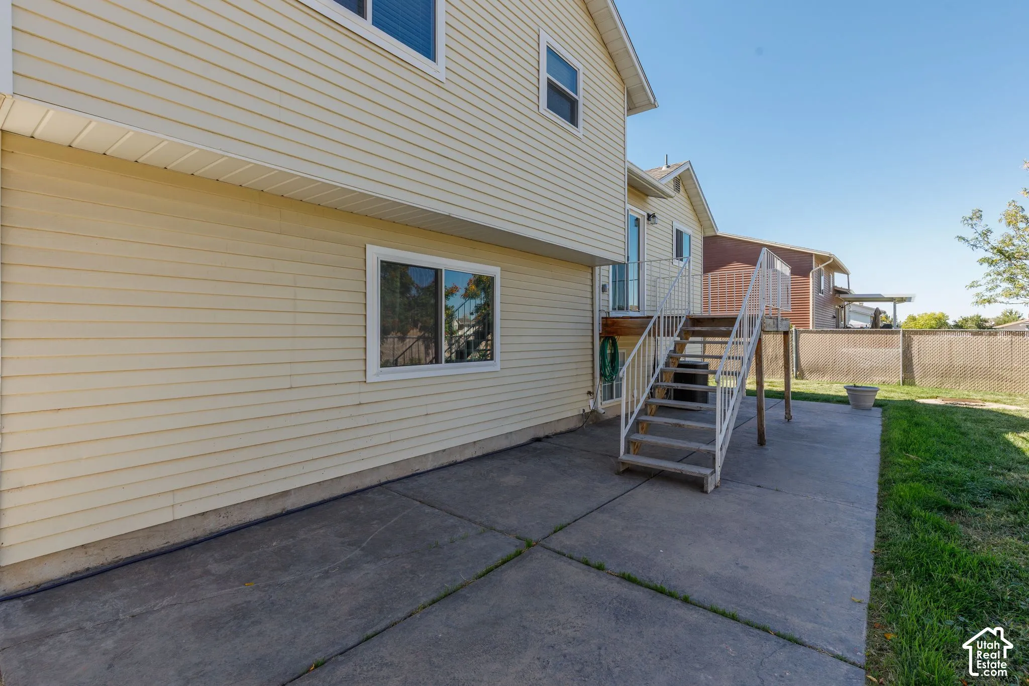 Exterior siding in a light hue