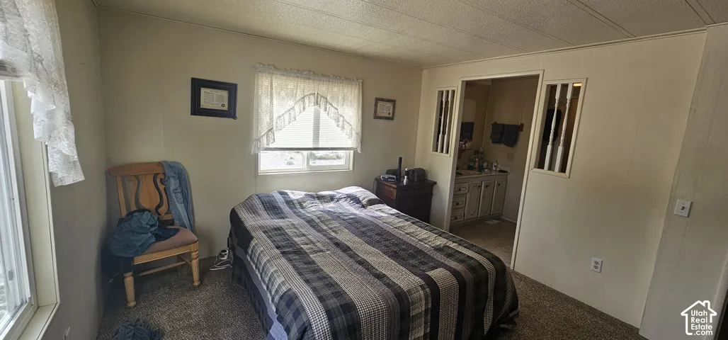 Carpeting throughout, with a built-in privacy window partition