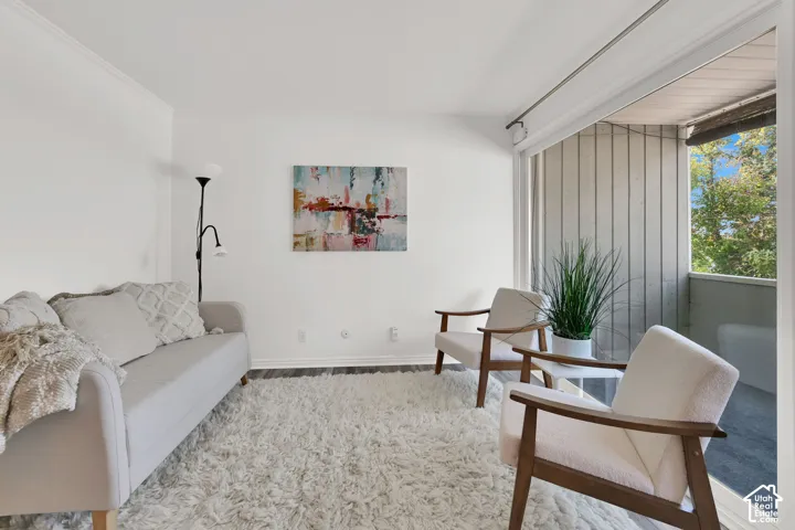 White walls and dark wood-finish flooring