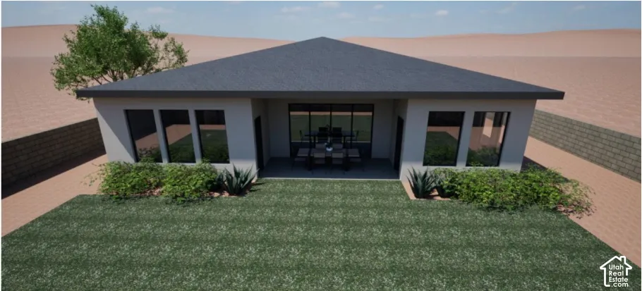 Expansive lawn with integrated landscaping