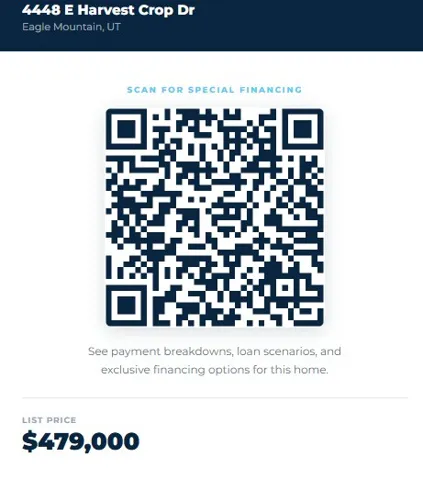 QR Code for digital access to financial terms and loan options for the property.