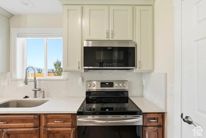 Stainless steel sink with a gooseneck faucet
