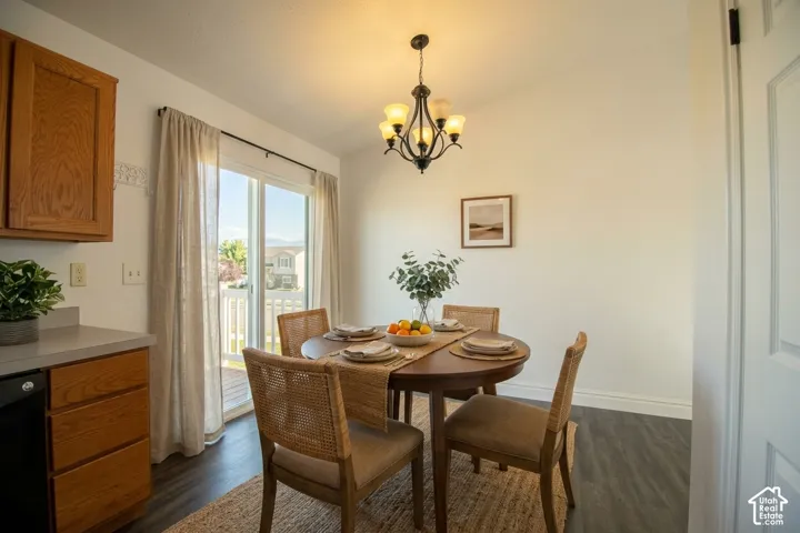 Dining area virtually staged
