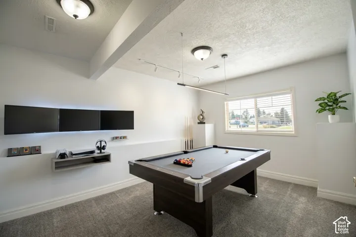 Family room basement virtually staged