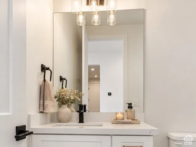 Half bathroom on main level. Home is virtually staged.