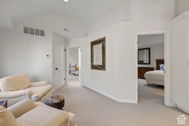 Vaulted ceiling with recessed lighting