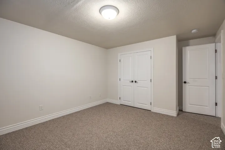 Wall-to-wall carpeting, dual bi-fold closet doors, and recessed lighting