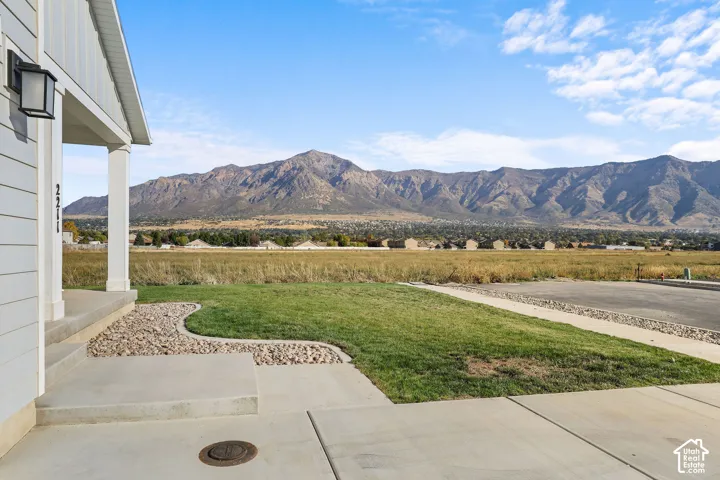 Expansive mountain scenery framing the property