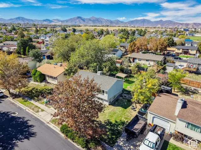 Neighborhood setting with established residential properties and distant mountain backdrop