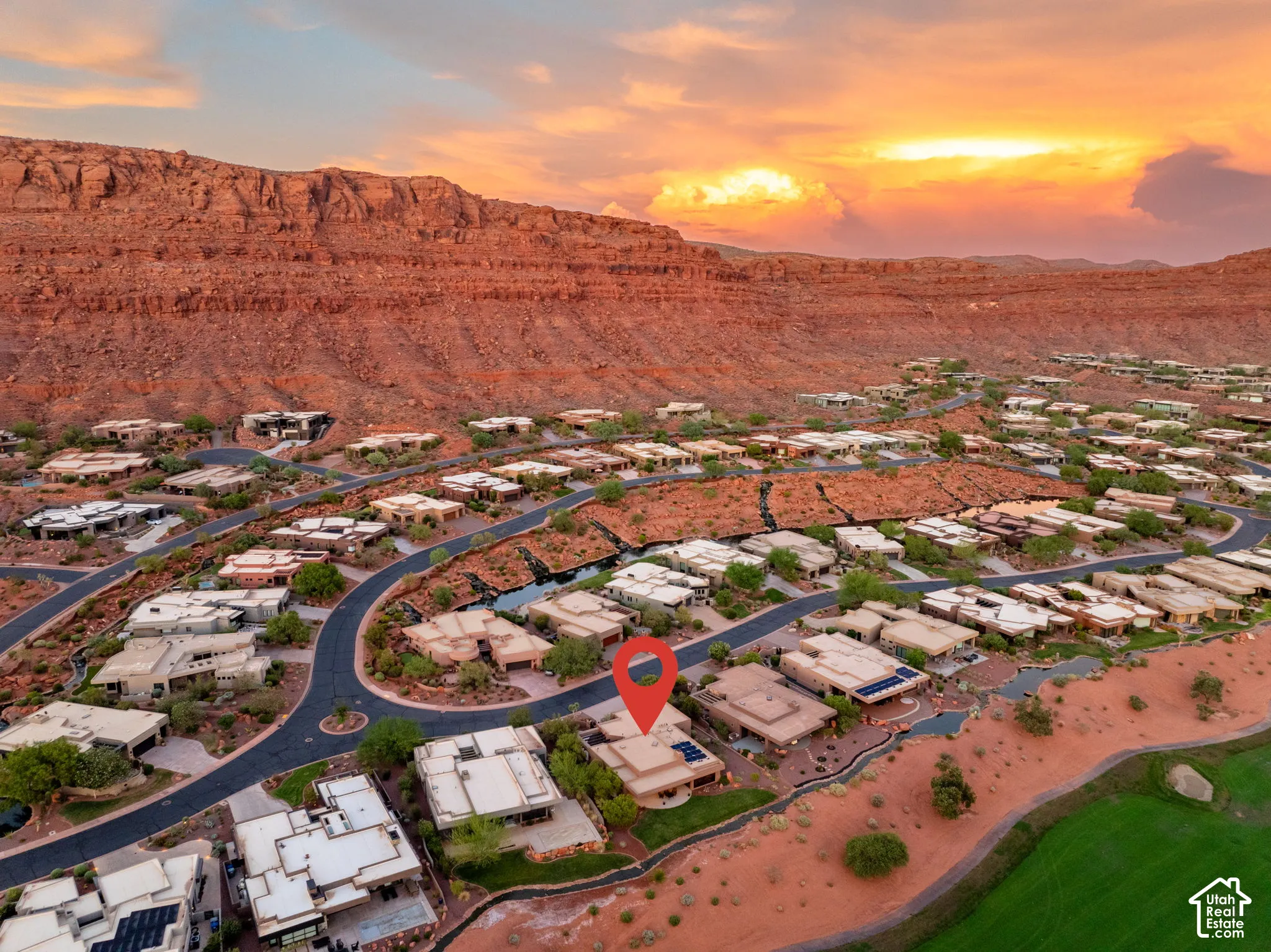 Expansive residential development with a mountain backdrop