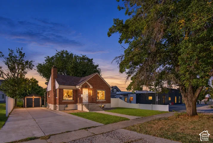 Brick exterior with white trim