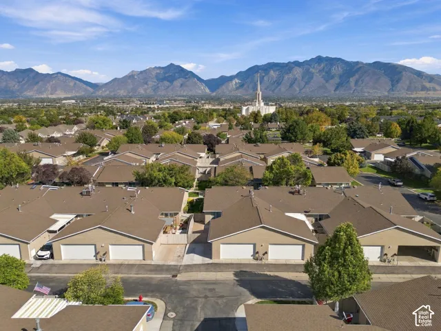 Residential neighborhood with mountain backdrop