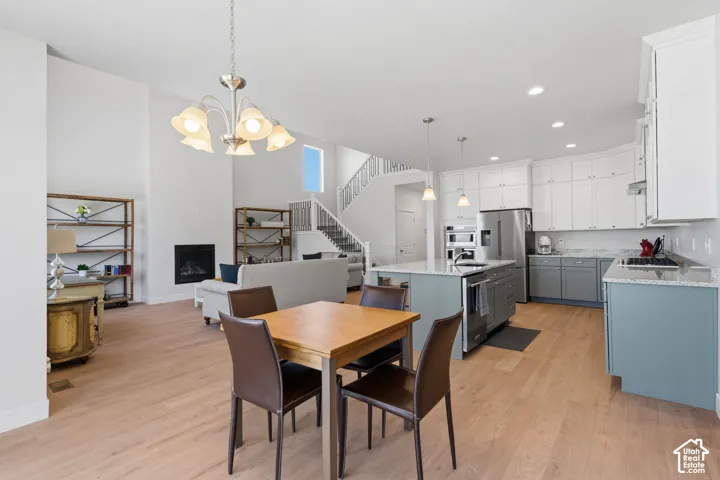 Open-concept living space featuring a dining area.