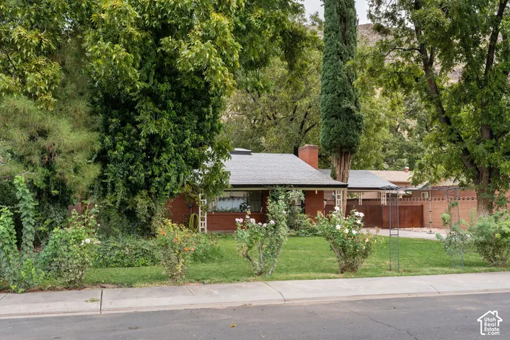 Brick exterior with a gabled roof