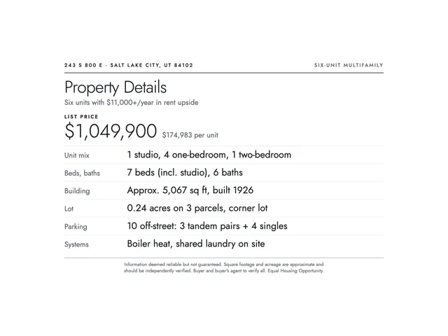 243 S 800 E, Salt Lake City, Utah 84102