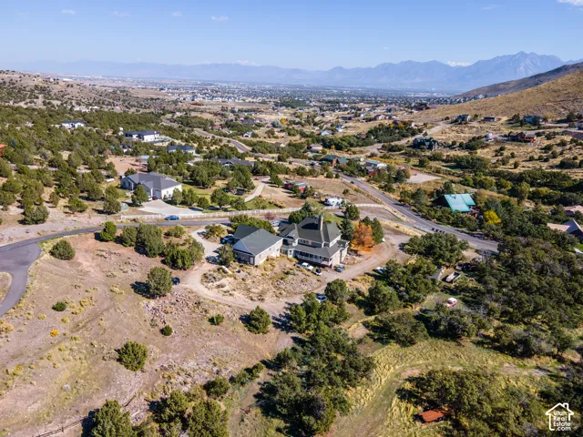 Hillside property featuring mature trees and a paved driveway