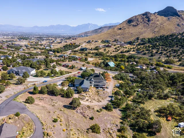 Mountain backdrop with extensive surrounding landscape