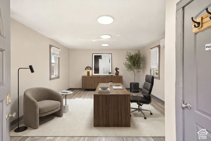 This exterior outbuilding could be an office for those who work at home has a private bathroom and heating and cooling
