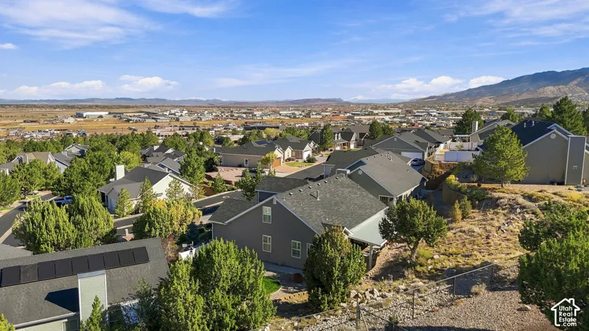 Residential neighborhood with a mountain backdrop