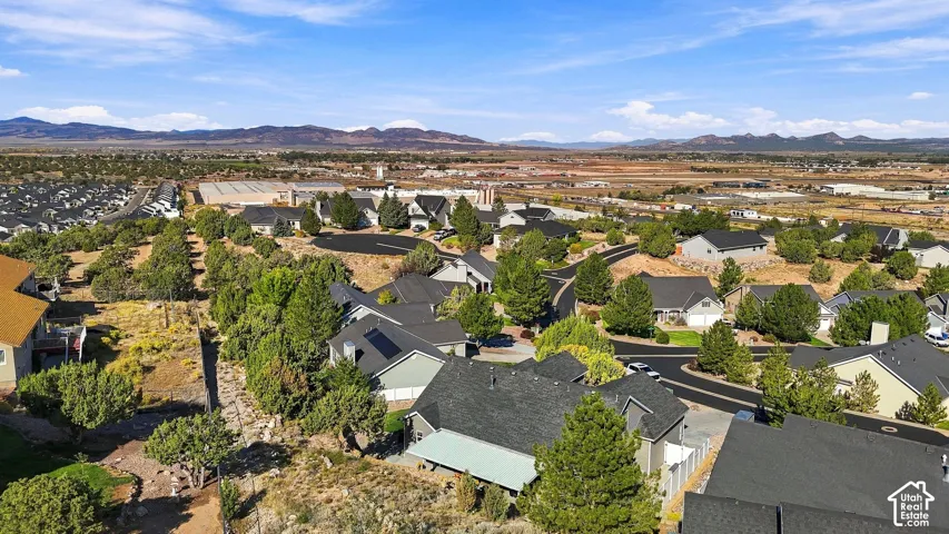 Residential neighborhood with varied rooflines and mature landscaping