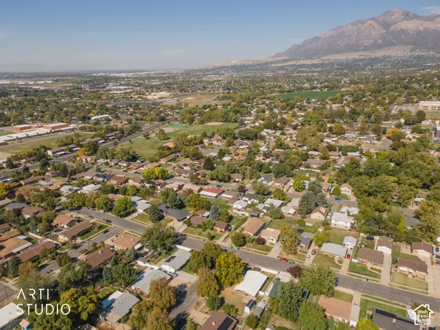 Expansive residential area with a prominent mountain backdrop