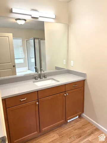 Wood-finish flooring with a neutral color palette